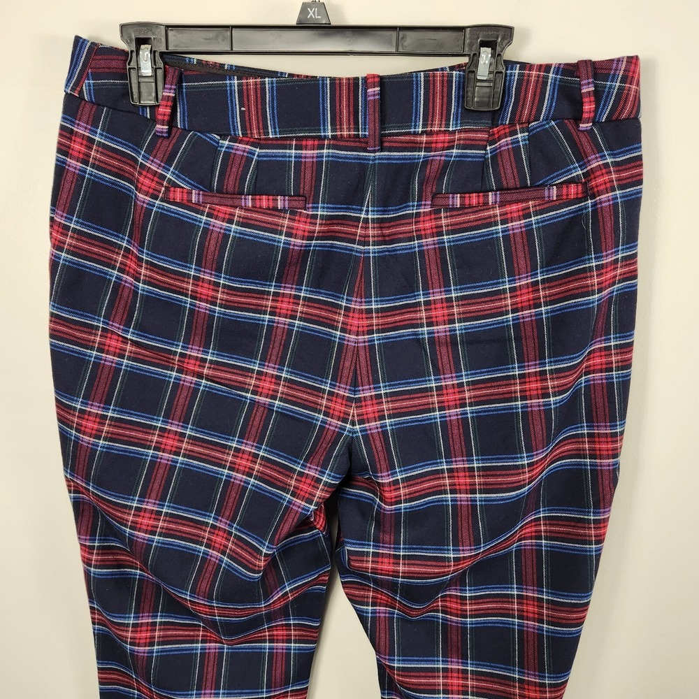 Talbots Hampshire Ankle Pants Black Red Blue Check Plaid Wool Blend 12 Petite - Picture 3 of 9